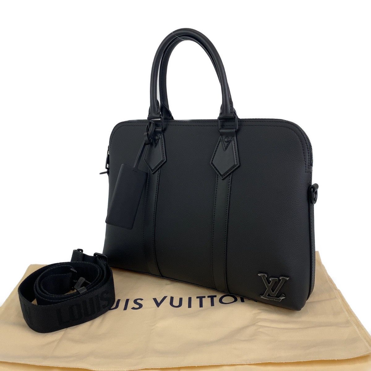 超美品 LOUIS VUITTON ルイヴィトン テイクオフ・ブリーフケース ブラック 黒 グレインカーフレザー M59159 ブリーフケース  ビジネスバッグ A4サイズ対応 メンズ 402664 【中古】【中古】