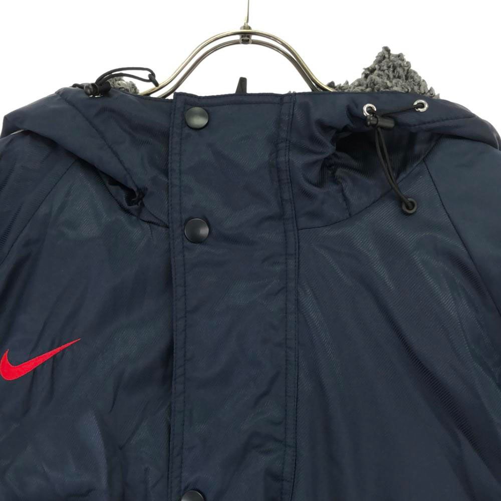 ナイキ ロゴ 刺繍 ベンチコート M ネイビー×レッド NIKE 裏地付き