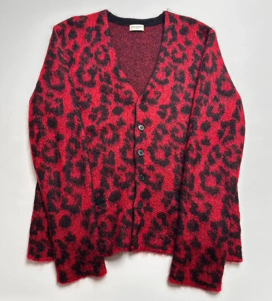 エディ Saint Laurent サンローラン 13fw ヒョウ柄 レオパード モヘア カーディガン