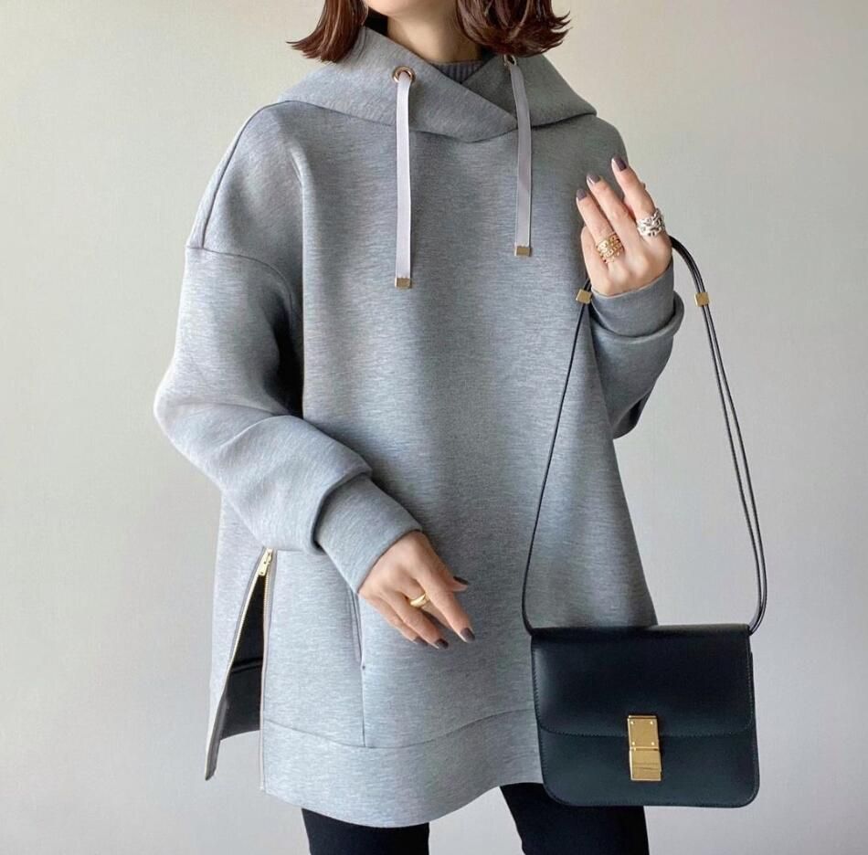 パーカー レディース トップス おしゃれ フード付き 体型カバー 春 秋 レディース パーカー トレーナー プルオーバー 可愛い 秋冬 ゆったり ロングパーカー アウター シンプル ゆったり PqK066