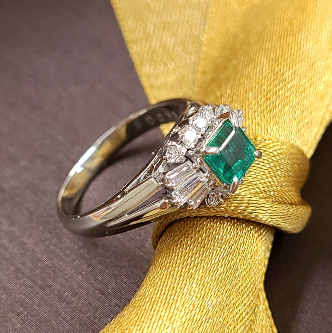 高品質!コロンビア産0.5ct エメラルド ダイヤモンド プラチナ 高品質!コロンビア産0.5ct エメラルド ダイヤモンド プラチナ