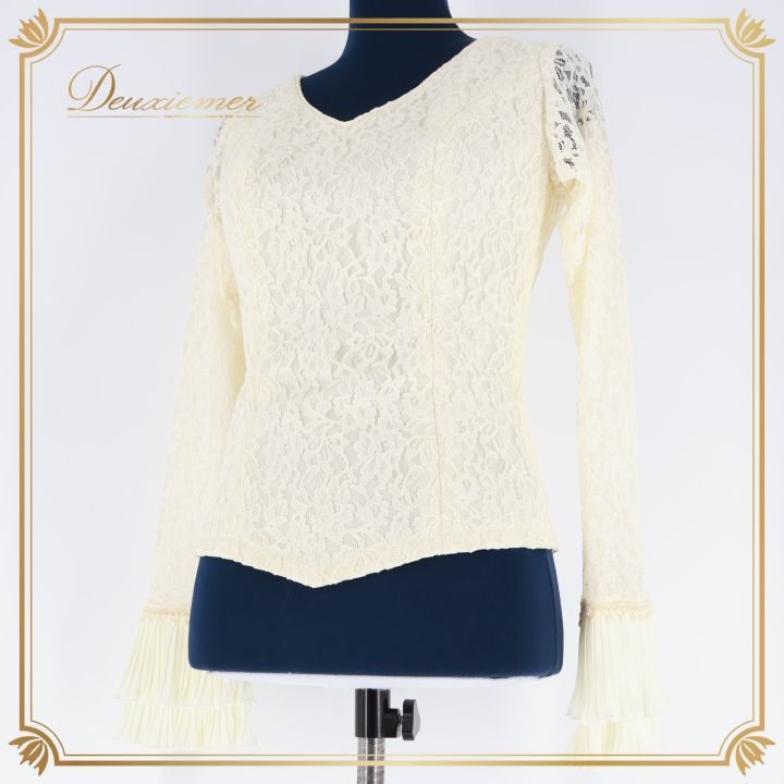 フラメンコ 衣装 ソニアジョーンズ SONIA JOHNES アイボリー ブラウス トップス 長袖 フリル レース ホワイト系 ダンス 舞台 パーティ 発表会 アイボリー系 レースブラウス フリルデザイン ダンス衣装 発表会トップス 長袖ブラウス レディース