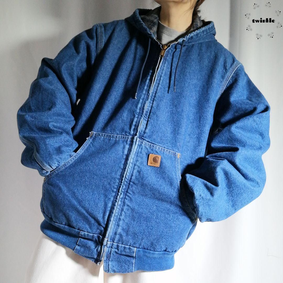 希少 古着 00s Carhartt カーハート アクティブジャケット デニムジャケット パーカー J139 DST インディゴ メンズL  /◎2104 - メルカリ