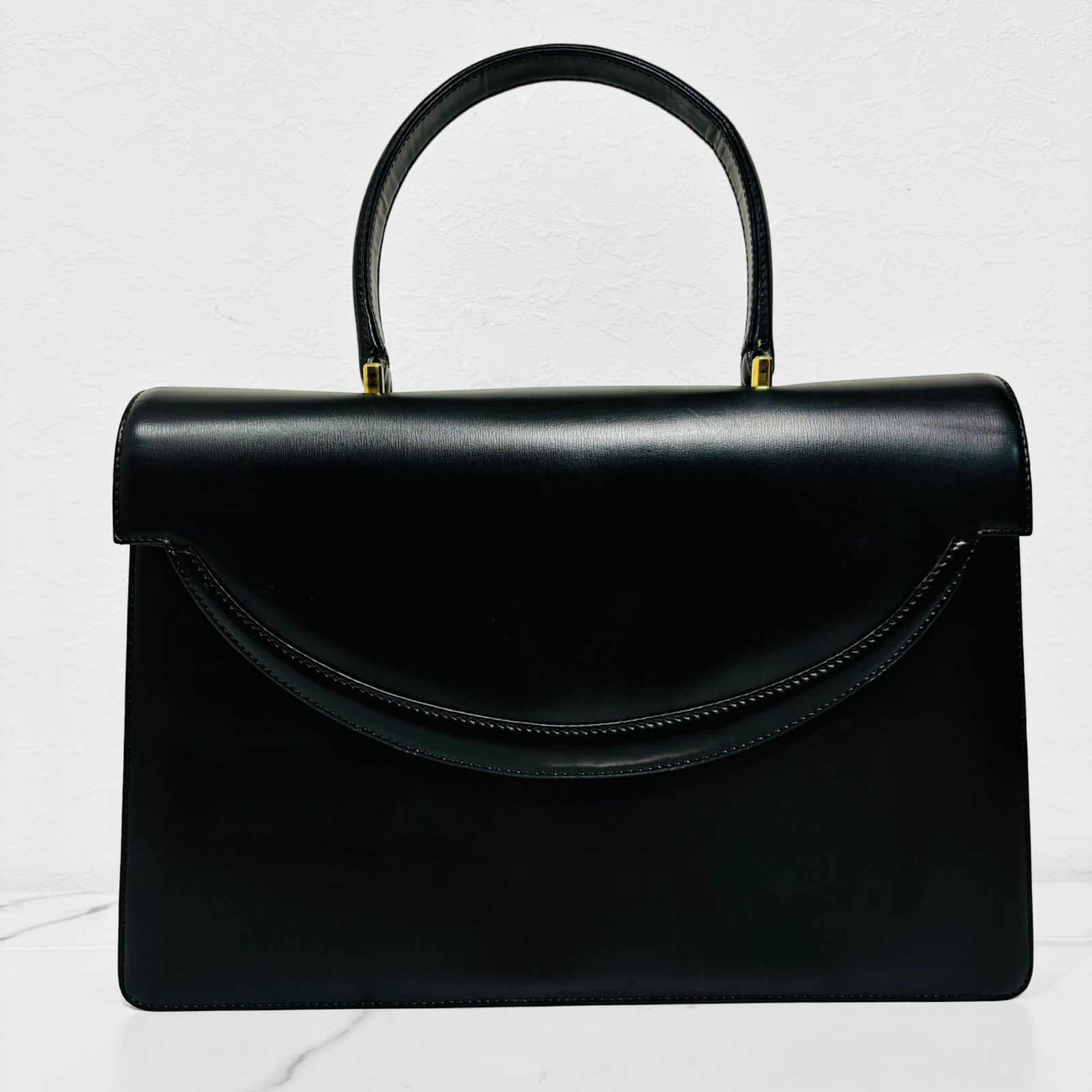 【美品】傳濱野 HAMANO ゴールド金具 フォーマルハンドバッグ ブラック 傳濱野 デンハマノ Hamano ハンドバッグ フォーマル レザー 黒 冠婚