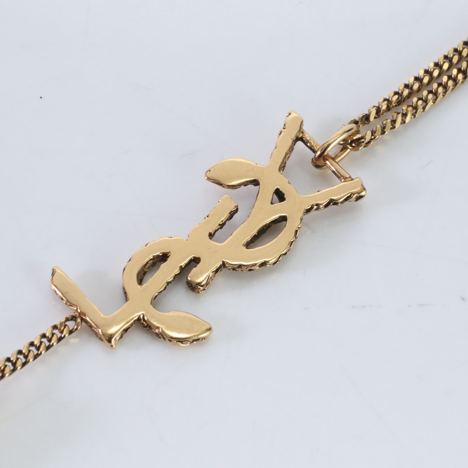 極美品 ヴィンテージ サンローラン パリ YSL ロゴ スネーク ネックレス 