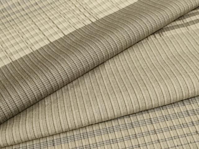 平和屋着物▽上質な紬 単衣 格子 正絹 AABC6902jd