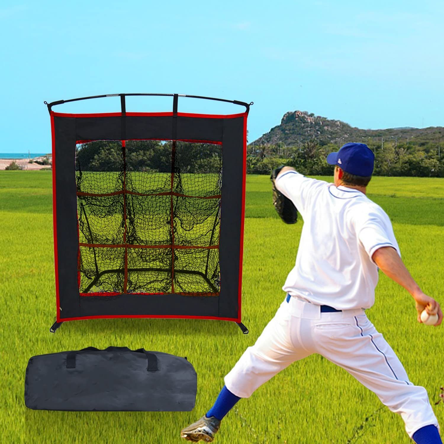 投手トレーニングネット 9つのターゲット付き