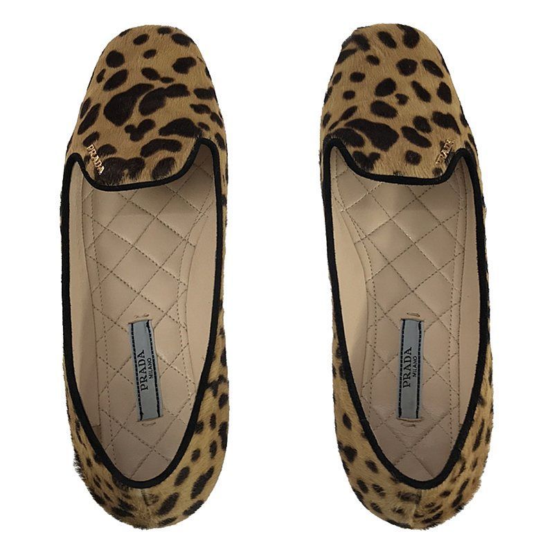PRADA プラダ ローヒールパンプス ハラコ 37ハーフ レオパード
