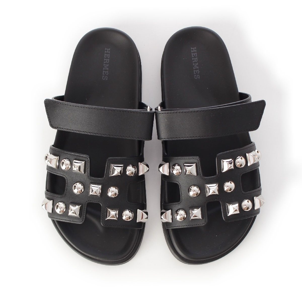 エルメス レザー シプレ スタッズ サンダル シューズ ブラック 37