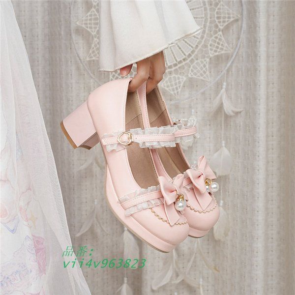 厚底 ロリィタパンプス ゴスロリ おでこ靴 レディース メイド靴 クロス