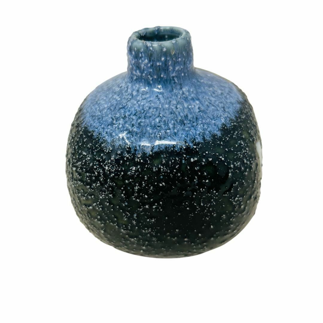 新発売 美品】青と黒のグラデーション 陶器製一輪挿し 和モダン 花瓶・フラワースタンド