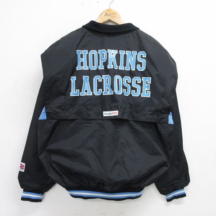 XL/古着 長袖 ナイロン ジャケット メンズ 90s BOAT HOUSE HOPKINS LACROSSE 大きいサイズ 黒 ブラック 内側メッシュ 24aug26 中古 アウタ