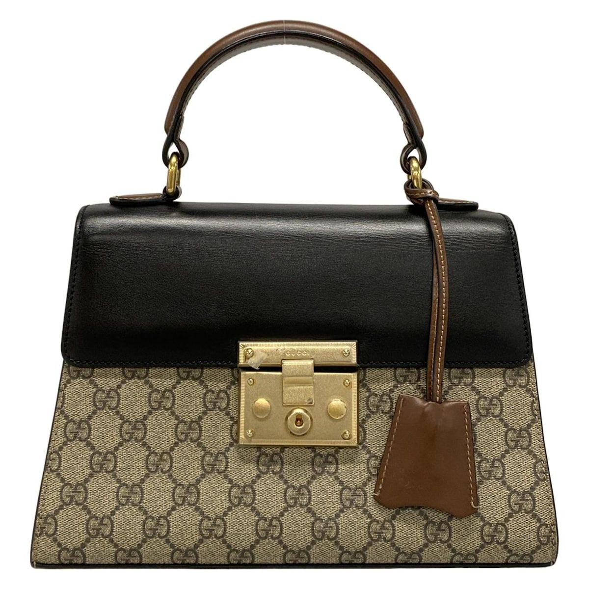 GUCCI グッチ ハンドバッグ GG柄 453188 ベージュ×黒×ダークブラウン レザー