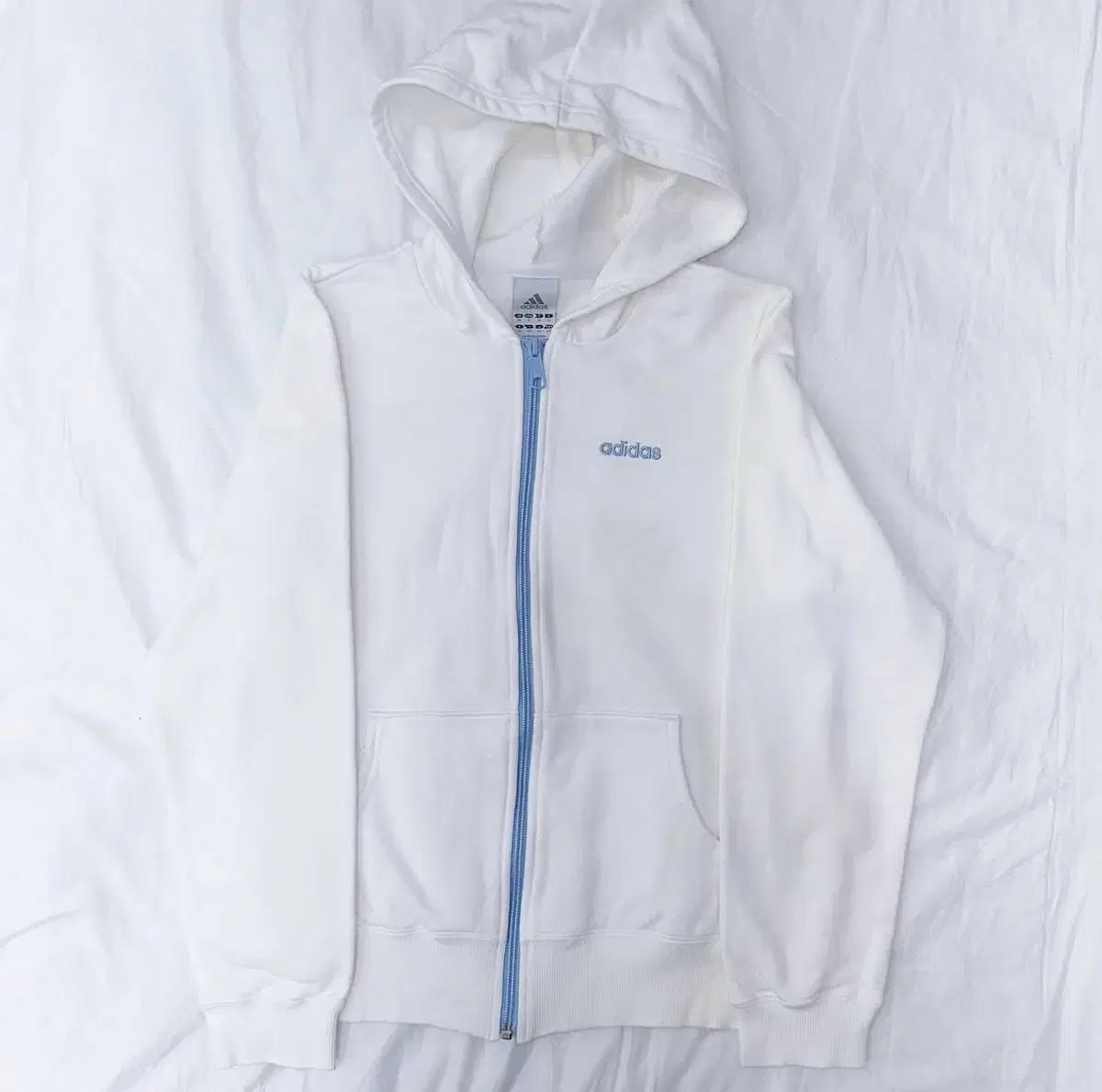 エコヴィンテージ adidas アディダス ホワイトハ ジップアップパーカー フード付き