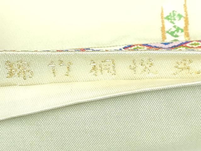 平和屋本店□最高級 龍村平蔵製 太鼓柄 本袋帯 光悦桐竹錦 蒸栗色地 金