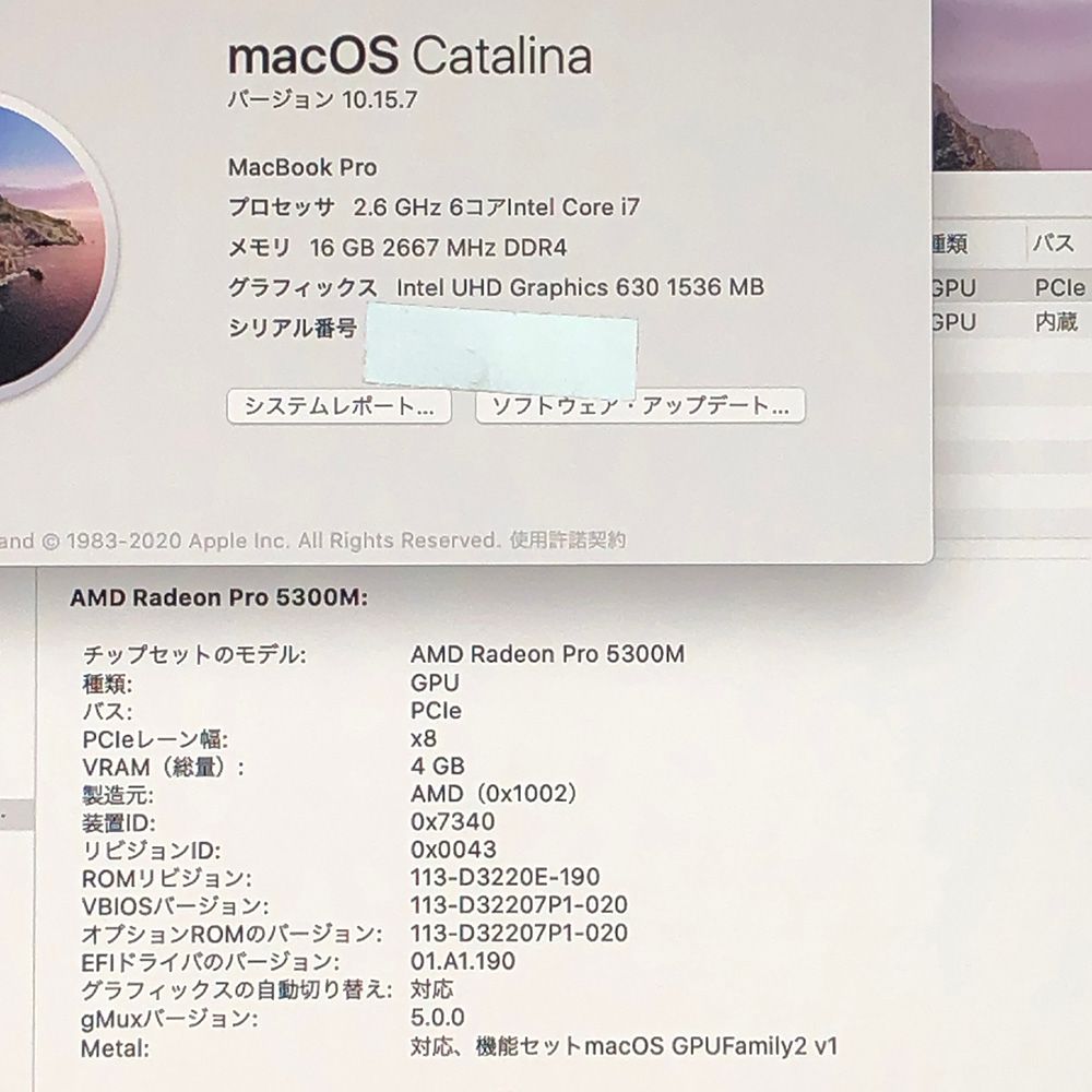 本体のみ】Apple MacBook Pro (16インチ, 2019)【Touch Bar・Radeon