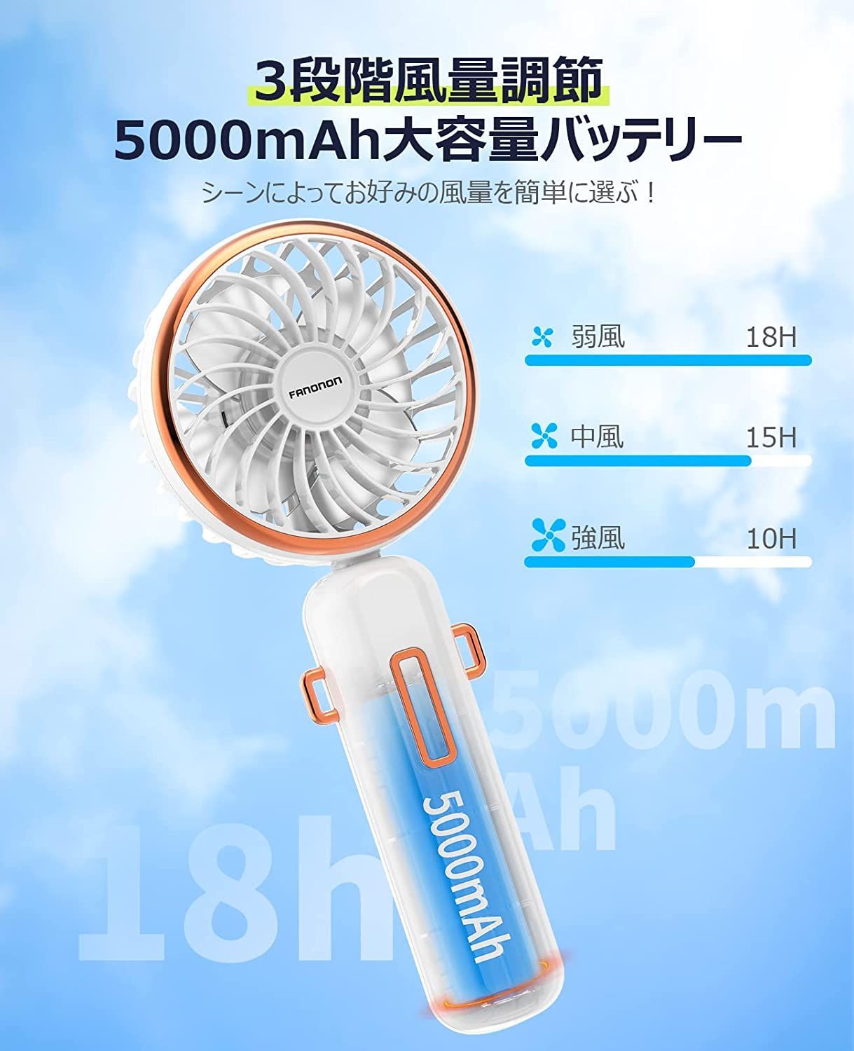 流行 2023年新登場携帯扇風機 手持ち扇風機 静音 4in1機能搭載