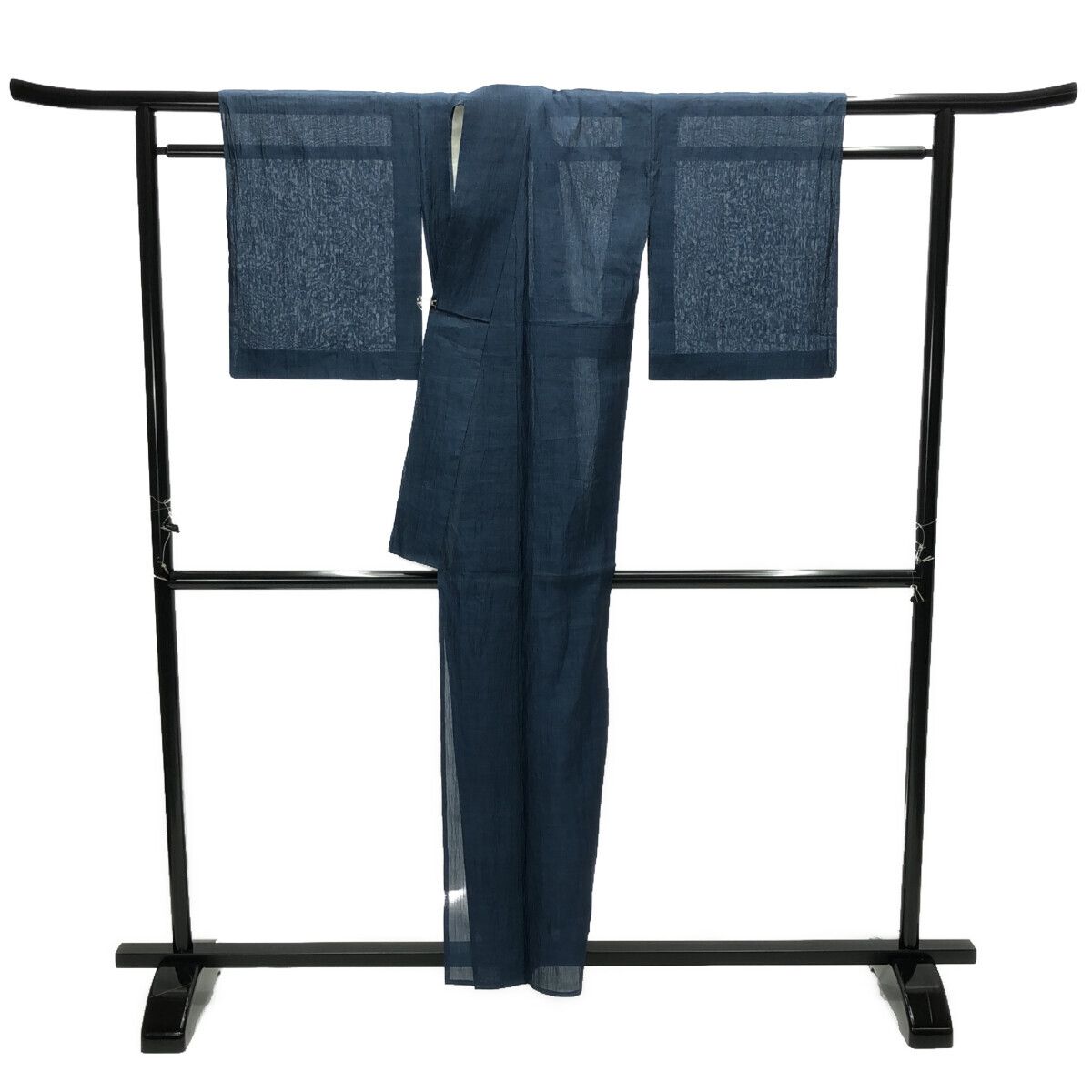 麻の着物/美品/紺/単衣/仕立上がり/適応身長153～160㎝/9581 - メルカリ 