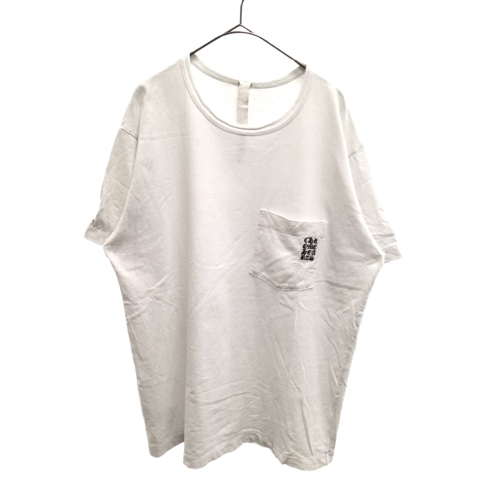 クロムハーツ　ホワイト×ブラック　刺繍　ロゴ　半袖　Tシャツ　トップス平置き実寸㎝