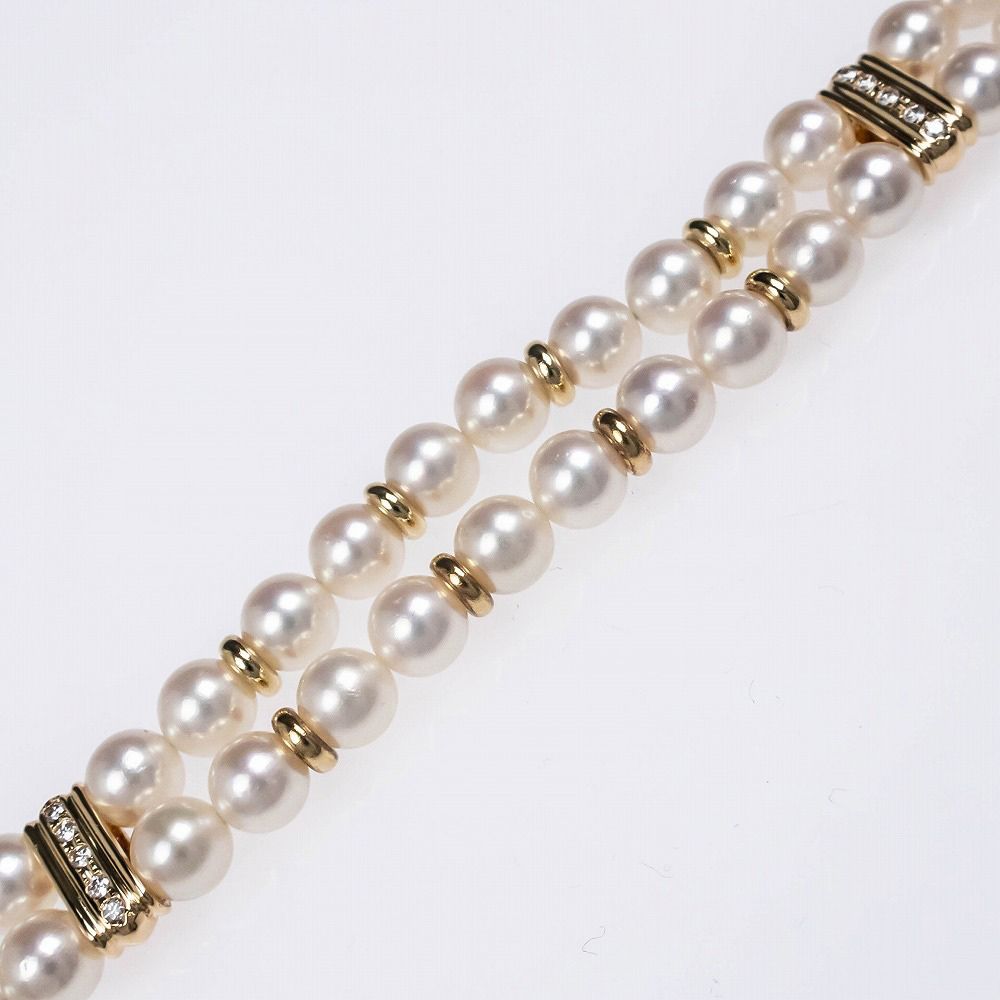 ふつ/TASAKI 田崎真珠 2連パール k14 ブレスレット 名東】TASAKI 田崎真珠 タサキ ブレスレット 2連 パール K18YG