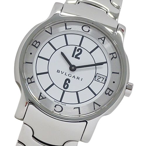 ブルガリ BVLGARI 時計 メンズ ブランド ソロテンポ デイト クオーツ QZ ステンレス SS ST35S シルバー ホワイト 磨き済み 【中古】