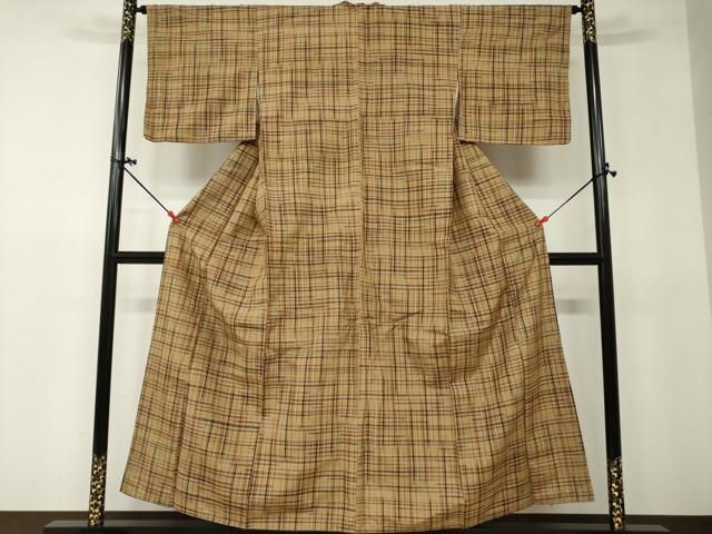 平和屋着物□上質な紬 格子文 正絹 逸品 DAAQ5769ya - メルカリ