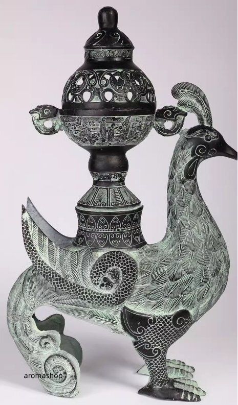 香炉 鳳 置物 鑑賞 ♥ 工芸品 合金製 美術品 Lサイズ