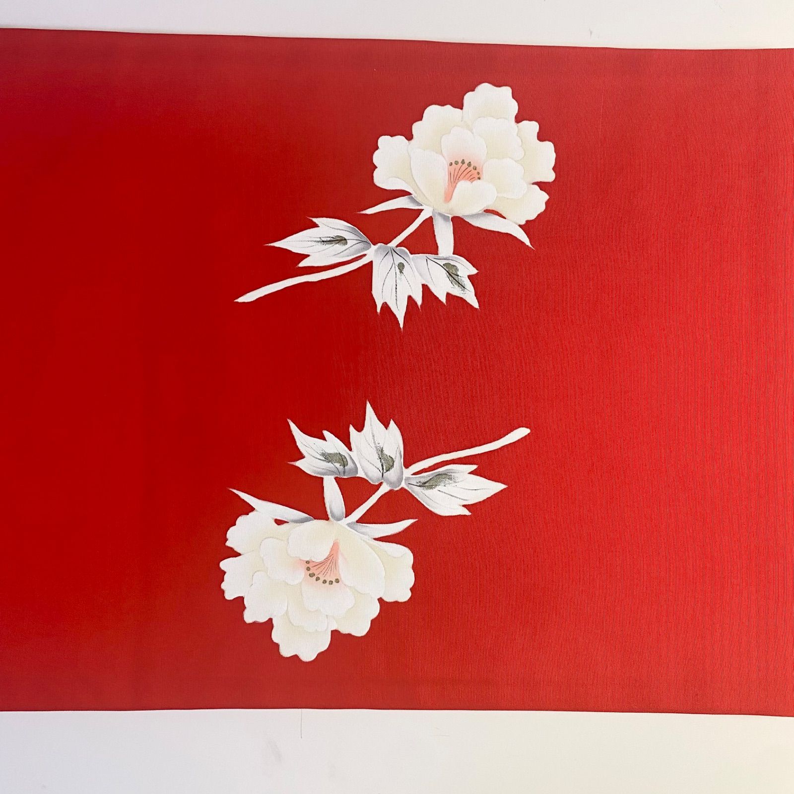 4s2 名古屋帯 絹 猫 塩瀬帯 赤 黒 白 花柄 和装 着物 - メルカリ