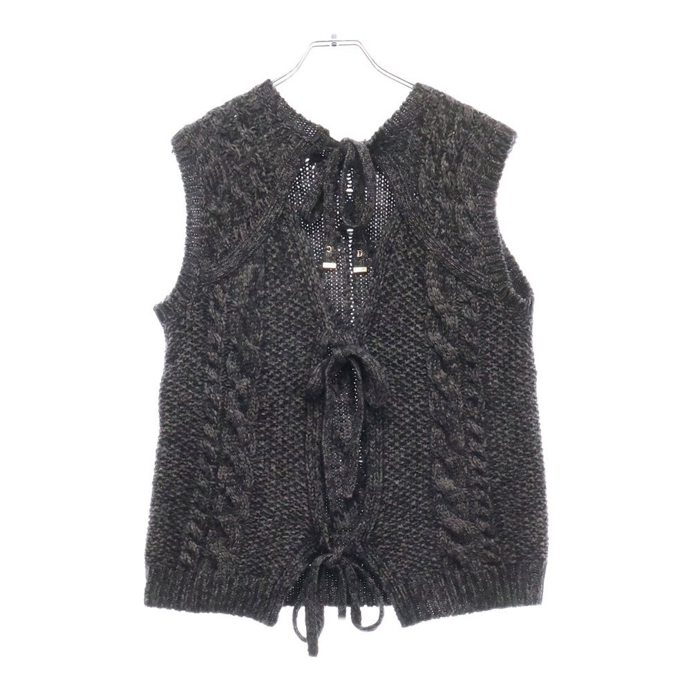 Christian Dior - Christian Dior クリスチャンディオール カシミヤ バックリボンケーブルニットベスト グレー レディース 344T40AM039 レディース Christian Dior (クリスチャンディオール) カシミヤ バック