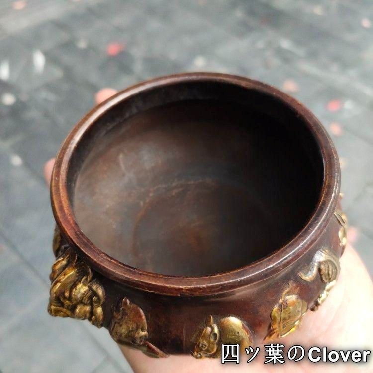 銅 細工 十二支香炉 茶道香炉 挿し香炉 仏堂香炉 装飾品 工芸品 置物
