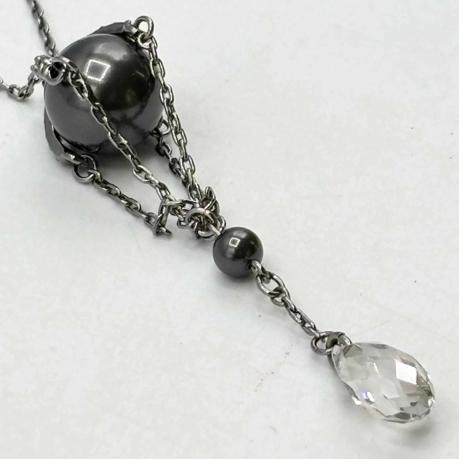 SWAROVSKI スワロフスキー ドロップ ネックレス ブラックパール 
