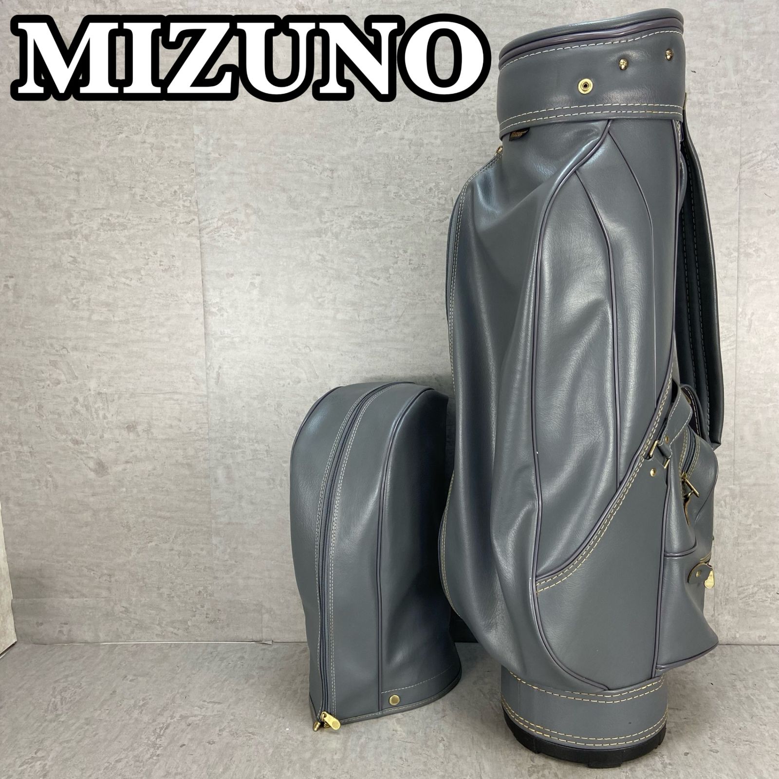 MIZUNO ミズノ ゴルフ キャディバッグ カート式 約８型 約20cm 3分割 2.7㎏ PUレザー製 ラウンド用品 バック