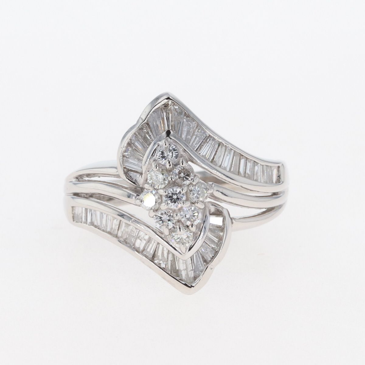 メレダイヤ デザインリング プラチナ 指輪 リング 12.5号 Pt900 ダイヤモンド レディース 【中古】