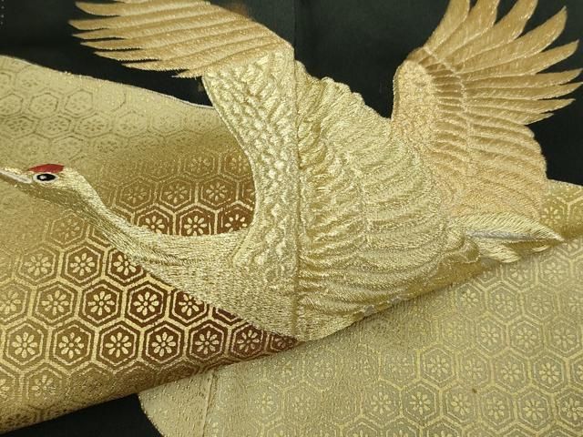 平和屋着物○豪華色留袖 総刺繍 屏風花文 金糸 金彩 正絹 逸品