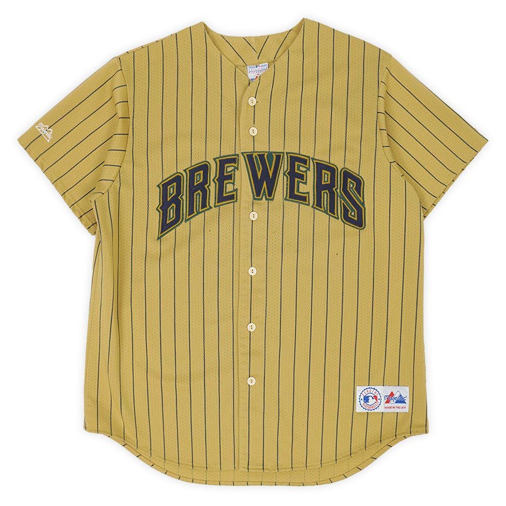 Majestic × MLB ミルウォーキー ブルワーズ 古着 ゲームシャツ