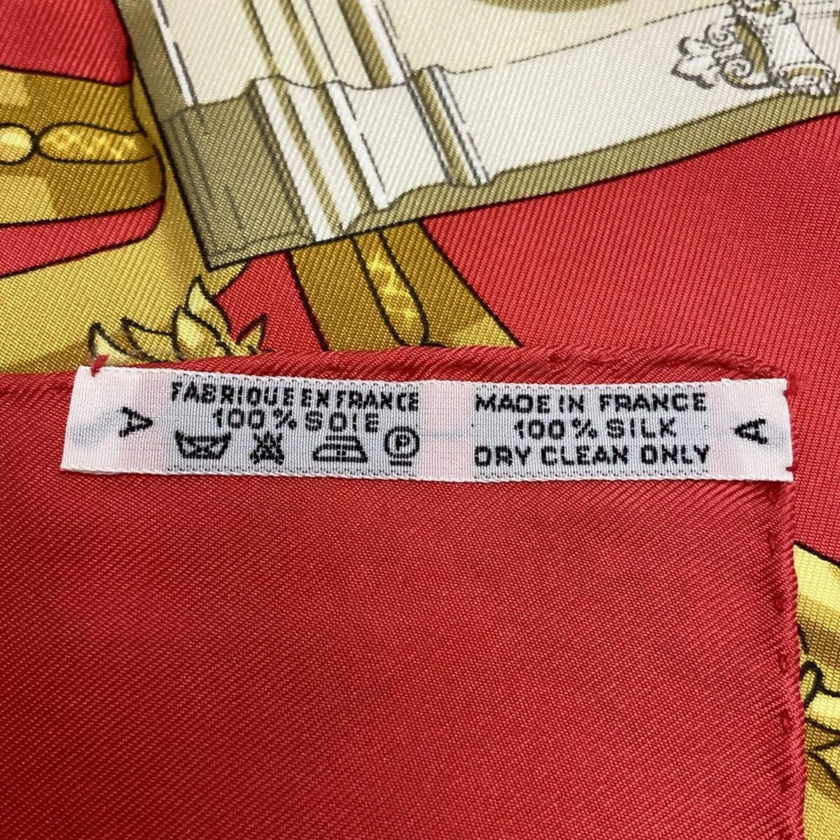 HERMES(エルメス) スカーフ美品 カレ90 レッド×ゴールド×マルチ