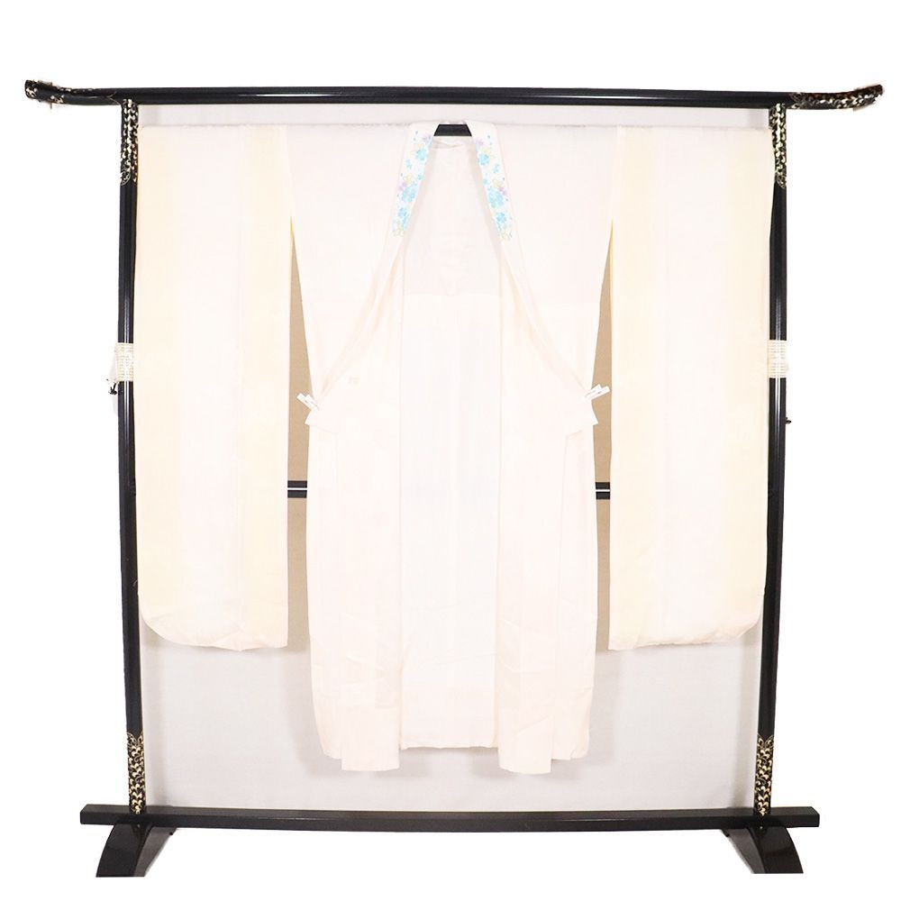 本振袖用長襦袢 正絹 単衣 袖無双 刺繍掛襟付き ピンク 御所車 Mサイズ レディース シルク ギフト 成人式 A5264 ♥品 送料込み