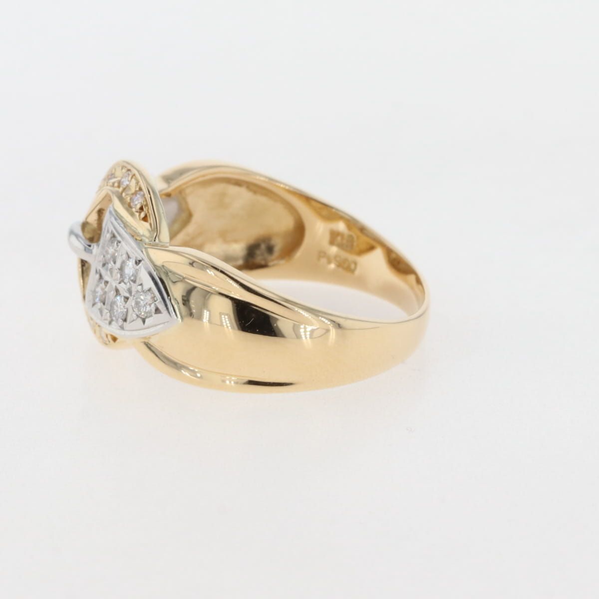 メレダイヤ デザインリング YG イエローゴールド プラチナ 指輪 ベルト 