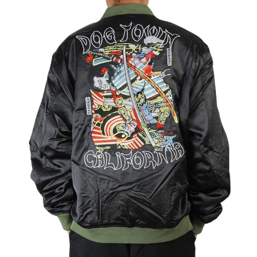 ドッグタウン刺繍 MA-1 ジャケット ブラック/カーキ DOGTOWN