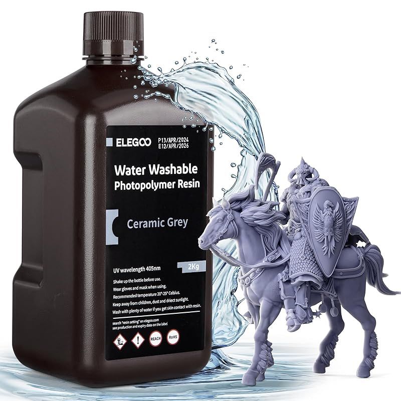 ELEGOO 光造形3Dプリンター用 UVレジン 405nm 水洗い樹脂 2000g 光硬化 樹脂 LCD 3Dプリンター向け セラミックグレー