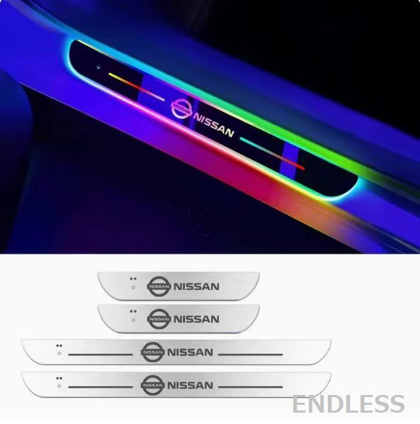 【新品未使用】日産 7色 LED流れる アクリル製 自動変色 USB充電 マグネット、赤外線センサー自動スイッチで自動点灯消灯、
