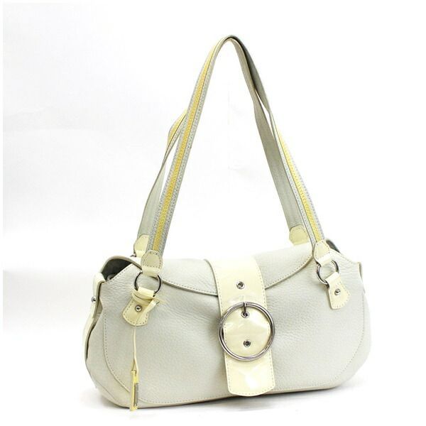 銀座カネマツ ハンドバッグ ショルダーバッグ 肩掛け ホワイト 中古