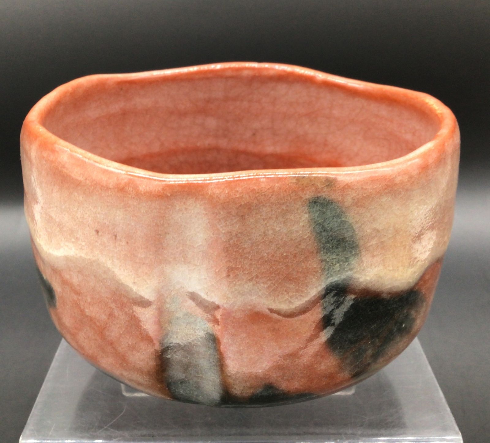 10257 平安祥悦 造 写長次郎作 なでしこ茶碗 共箱付き 骨董品 茶道具