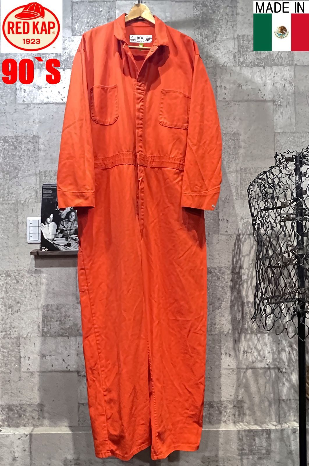 RED KAP オレンジ オーバーオール つなぎ ワーク 囚人服 50-RG 90'S メキシコ製 RED KAP オレンジ ツナギ 50 レッドキャップ 囚人服