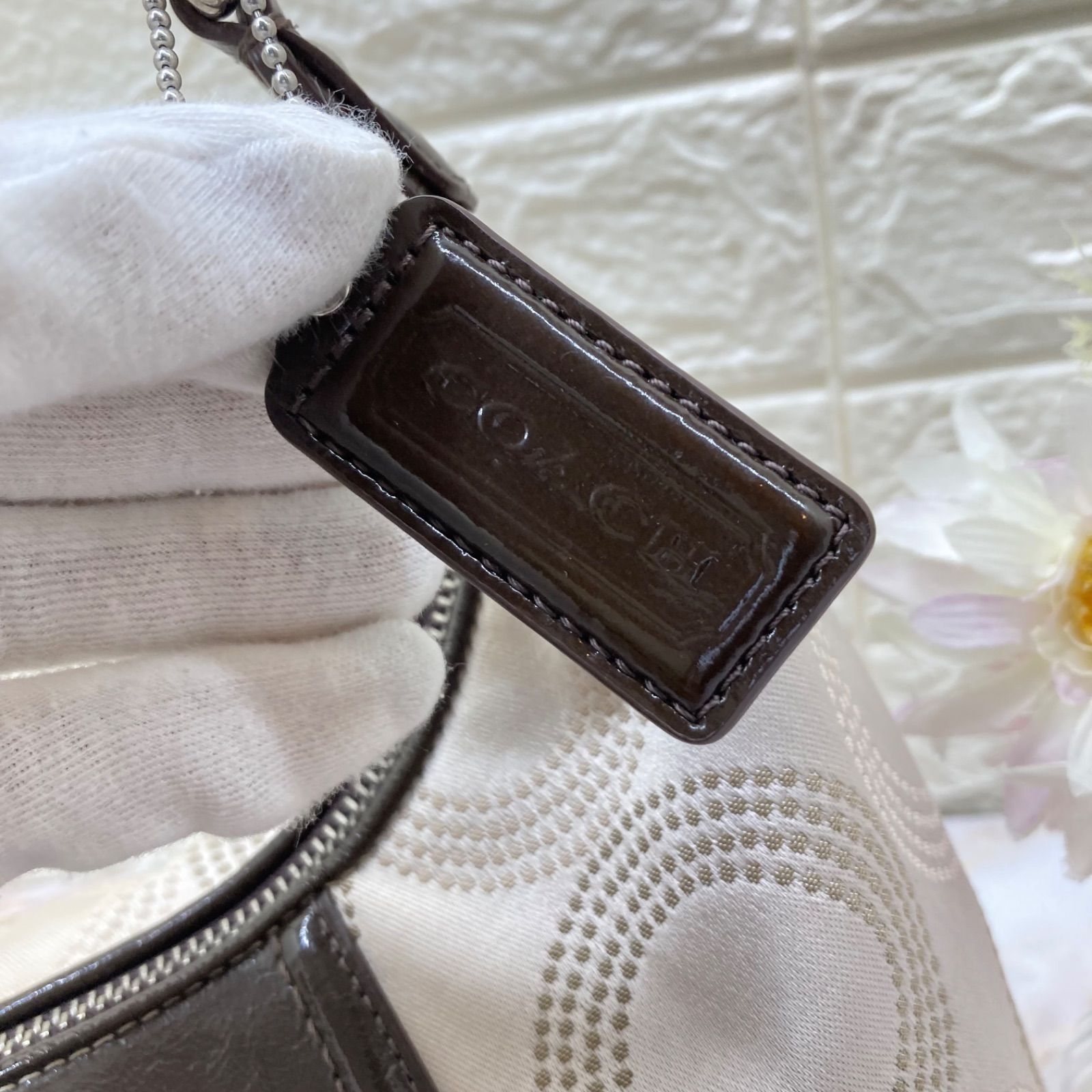 COACH ハンドバッグ F20031 極美品❣️ COACH ❣️コーチ F20031 オプアート キャンバス