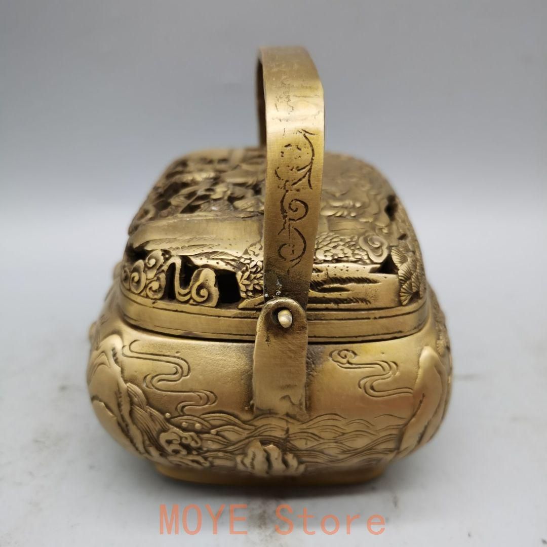 銅器 浮彫百福網蓋薫香炉 檀香炉 香道具 装飾品 工芸品 美術品 銅器 浮彫百福網蓋薫香炉 檀香炉 香道具 装飾品 工芸品 美術品