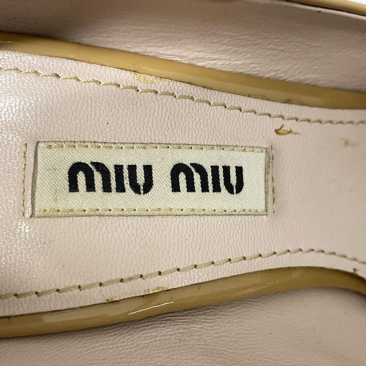 【美品】miumiuミュウミュウ★リボンパンプスピンクベージュ35 美品】miumiuミュウミュウ☆リボンパンプスピンクベージュ35
