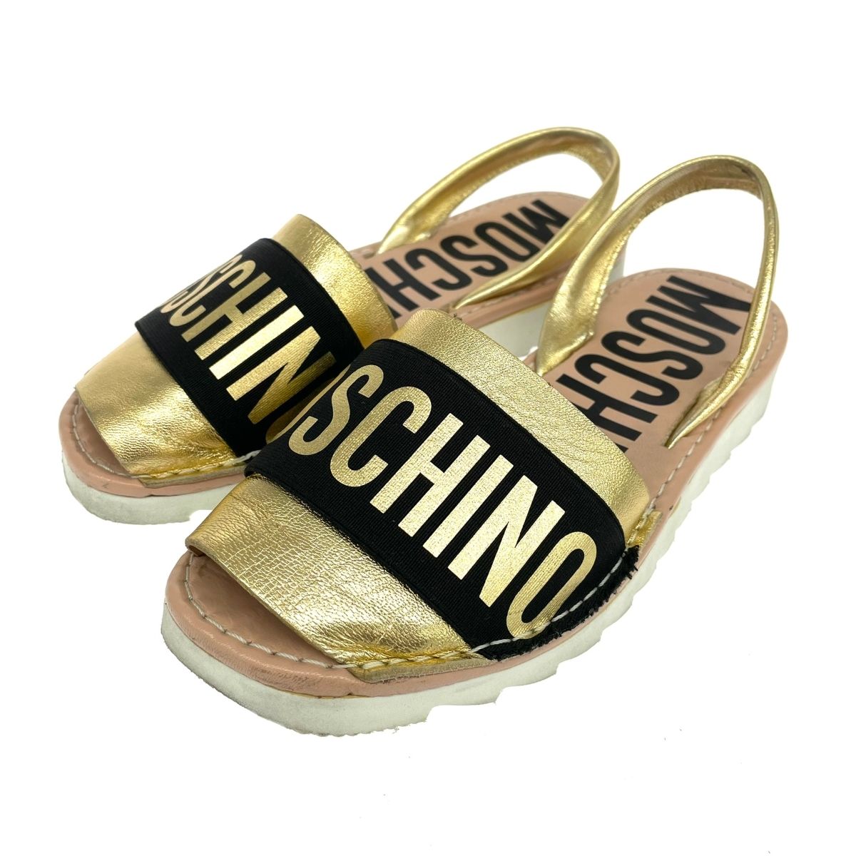 MOSCHINO モスキーノ 表記サイズ 36 ロゴ サンダル ゴールド レディース 240001137746