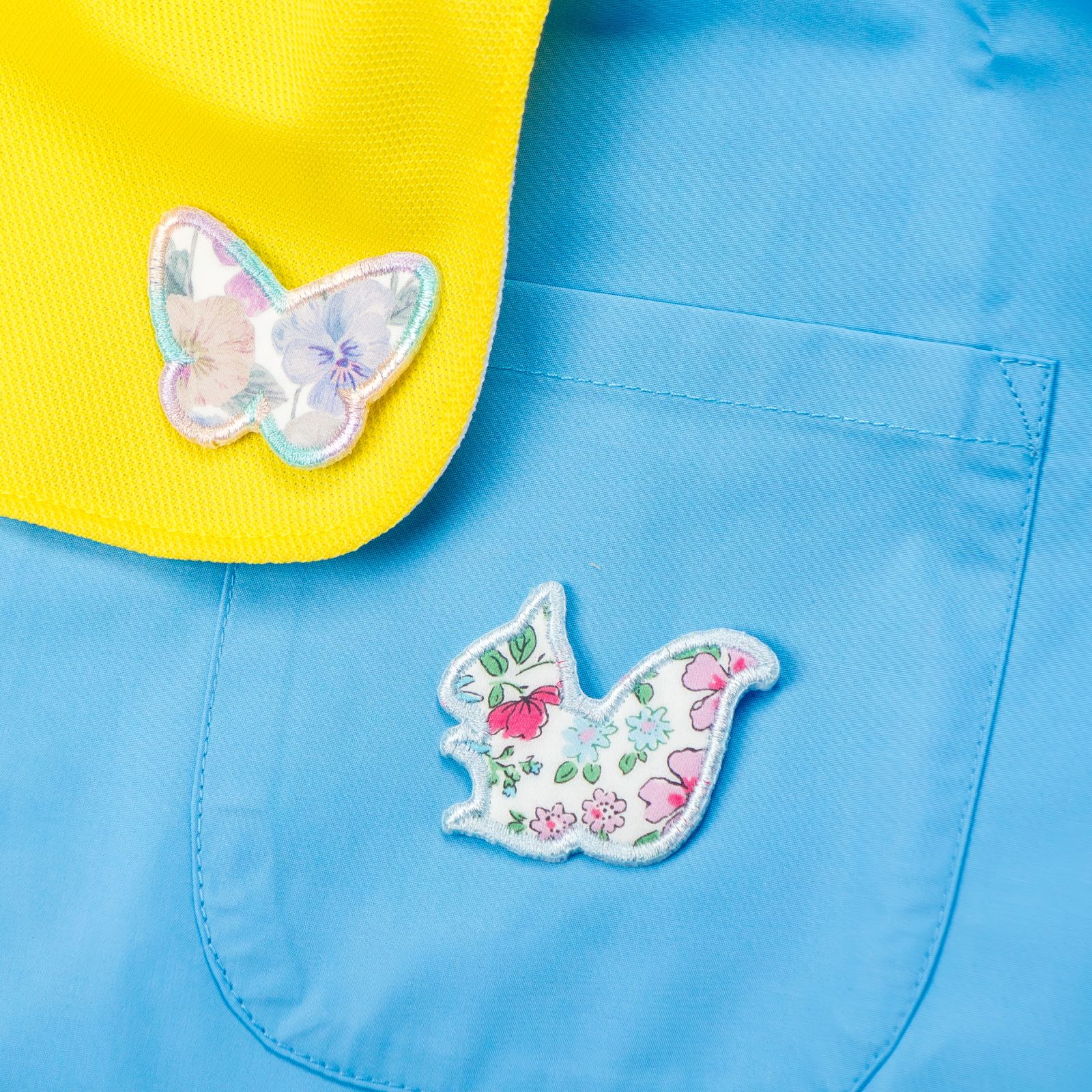 L-5】動物ワッペン ☆リバティ生地使用 アイロンワッペン うさぎ くま