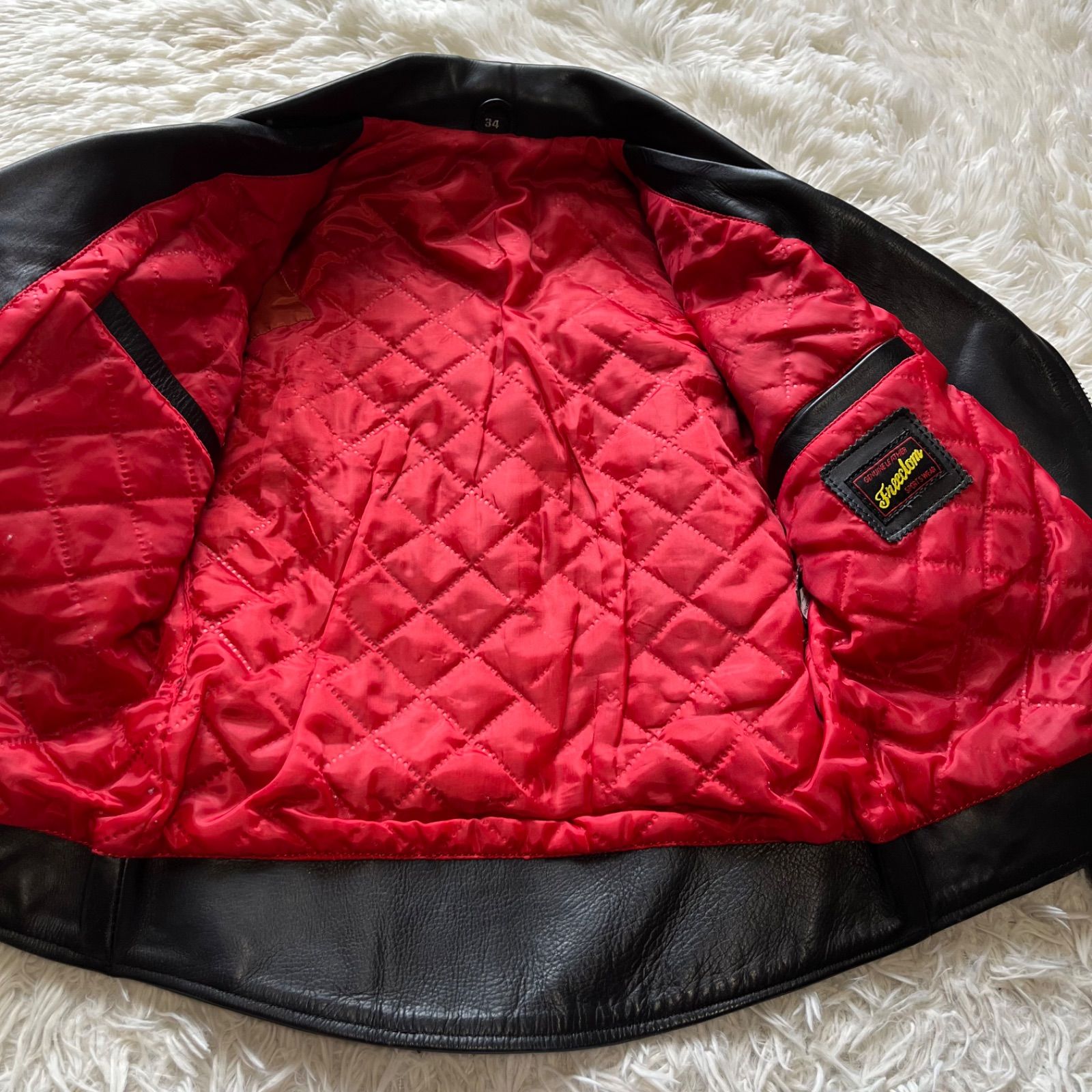 freedom フリーダム レザーダブル ライダースジャケット ロンジャン